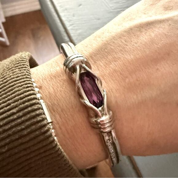 UNO de 50 Jewelry - Uno de 50 Silver Hinged Purple Gem Stone Bracelet